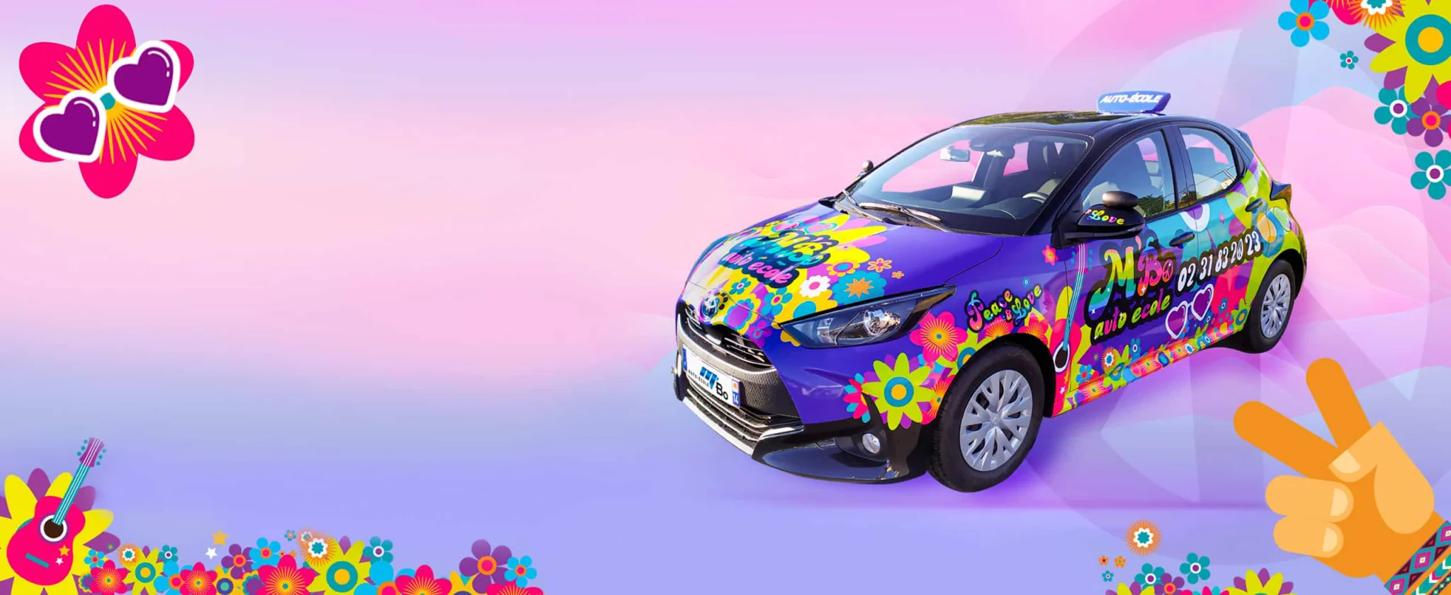 MBO auto école voiture peace and love